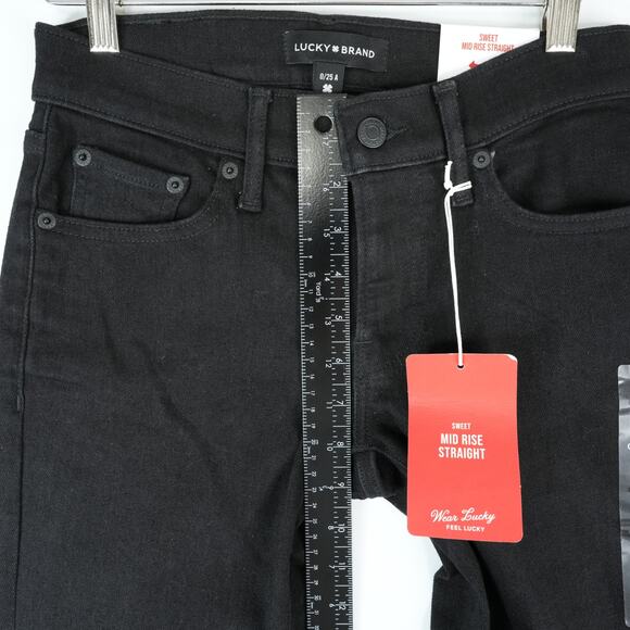 Lucky Brand Jeans Womens 0/25 (27x30.5) Black Sweet Mid Rise Straight Ankle New - Picture 15 of 16